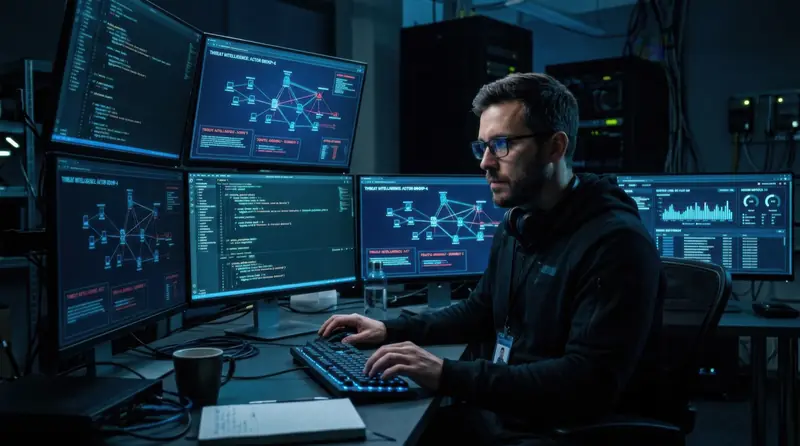 Security specialist monitoring infrastructure