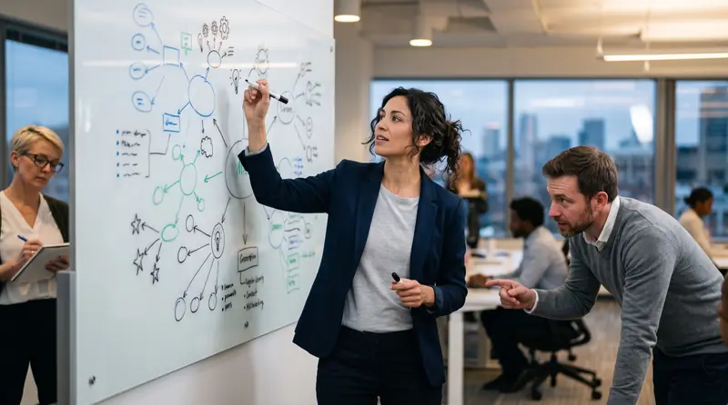 Team mapping options and requirements on a whiteboard